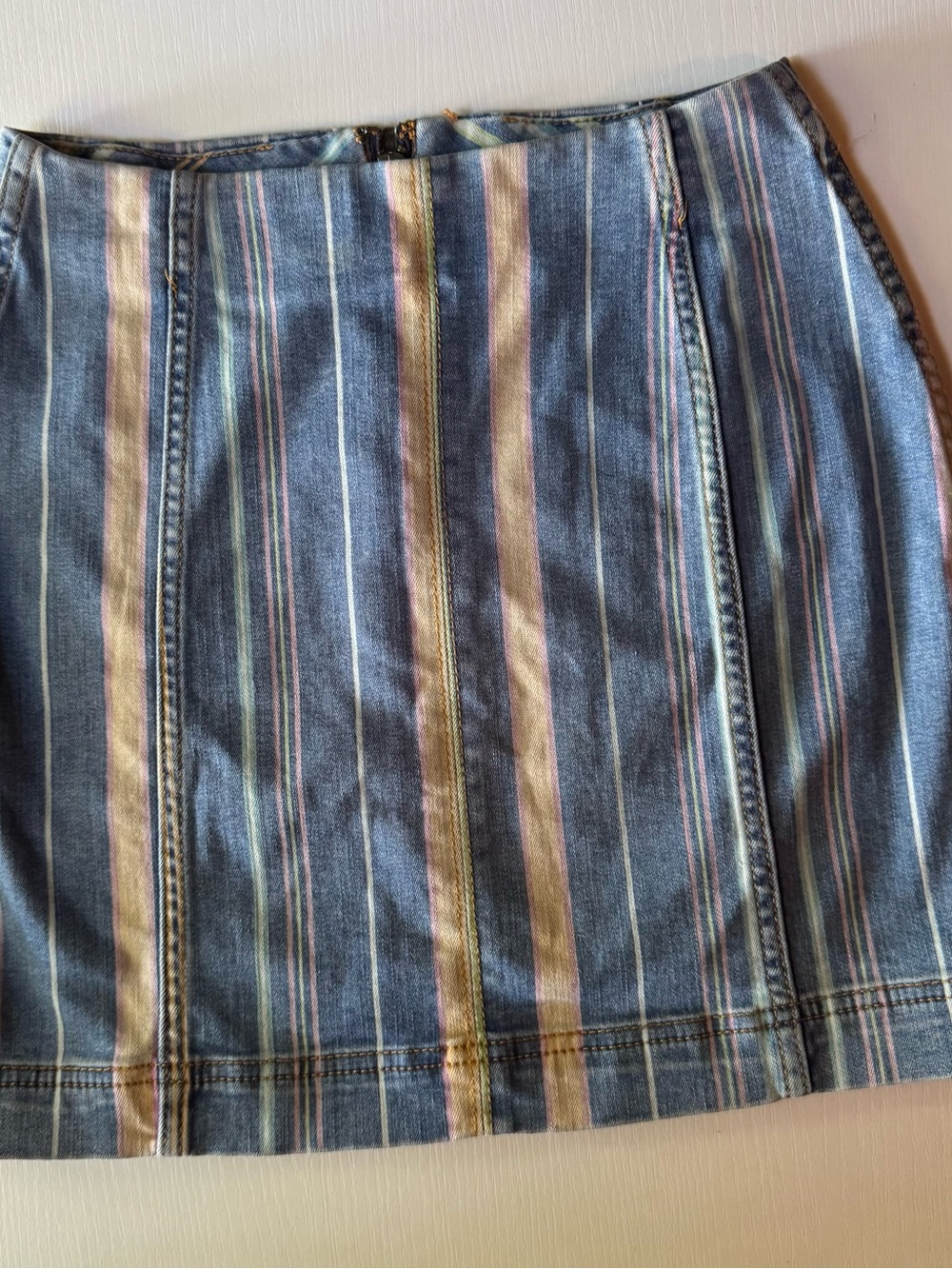wild fable Striped Denim Mini Skirt - Blue and Cream